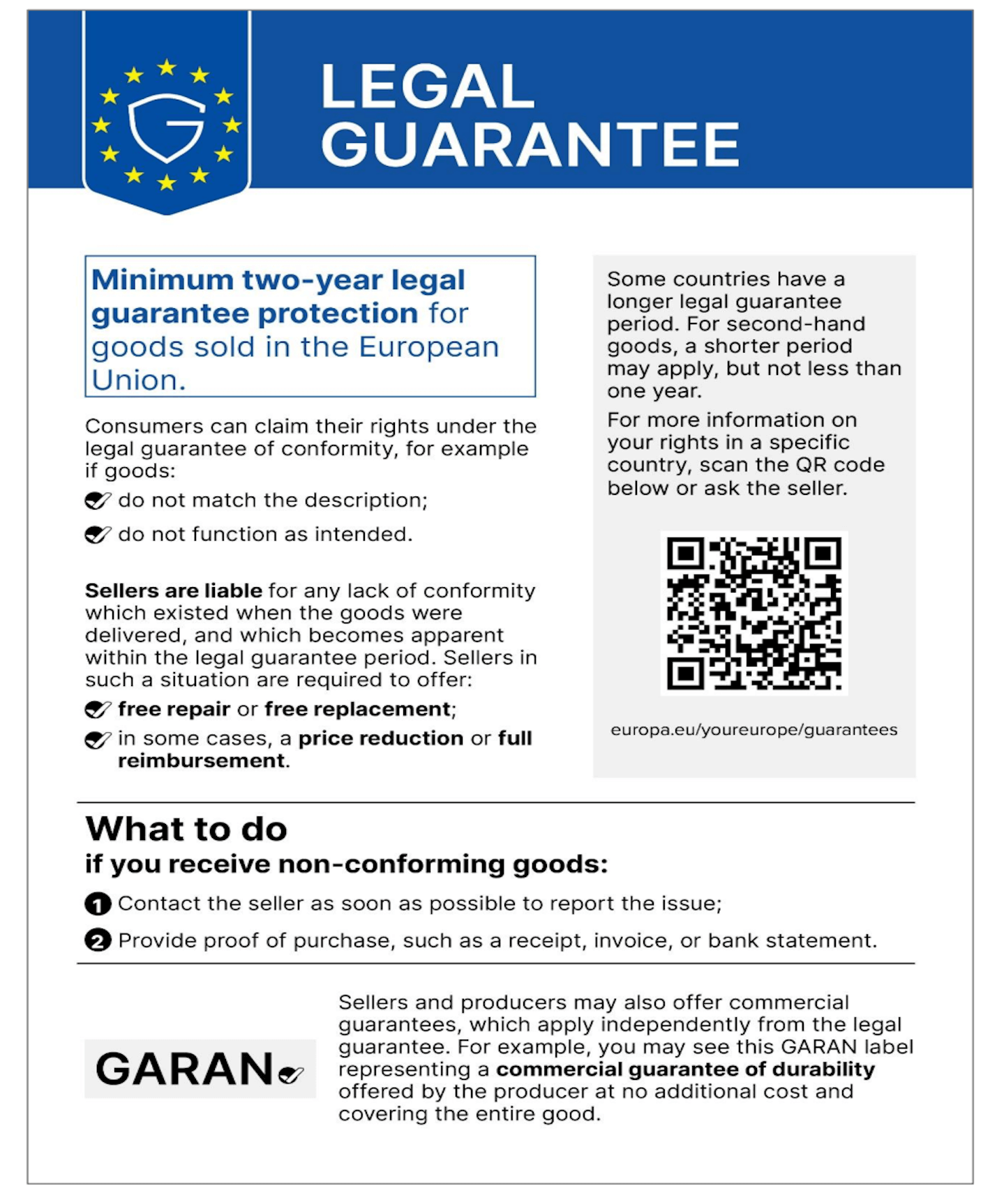 Statutory guarantee label