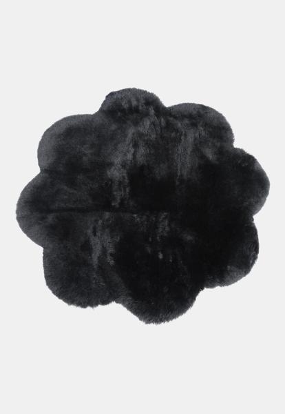 Sheepskin rug Flower with short pile Black