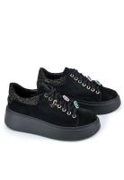 Vorschau: Plateau Sneaker aus Leder Modell 4918 Schwarz