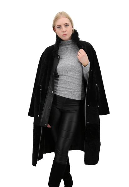 Shearling Lambskin Coat VO-03 Black