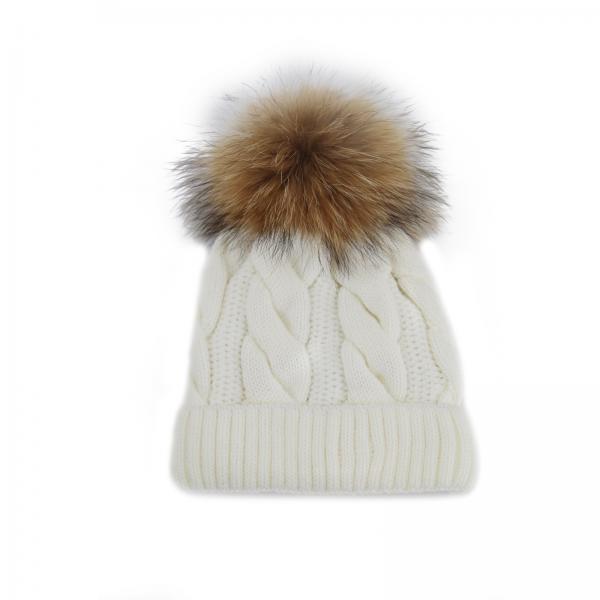 Wool hat Fairy with pelt pompom White