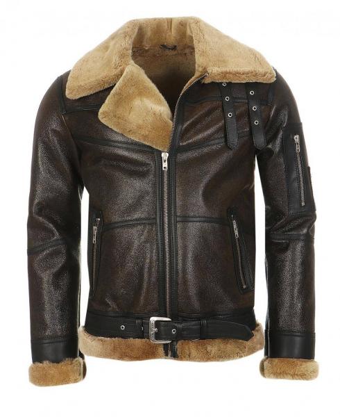 Men's sheepskin winter bomber jacket - B16