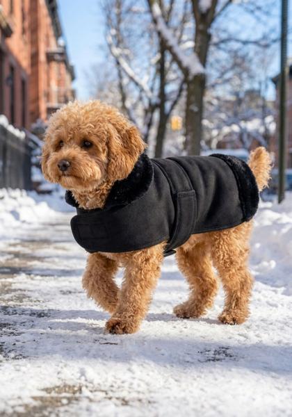 Lammfell Hundemantel mit Klettverschluss Modell 15