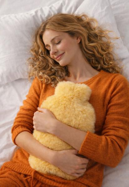 Lambskin Hot-Water Bottle Set 2,0L Yellow