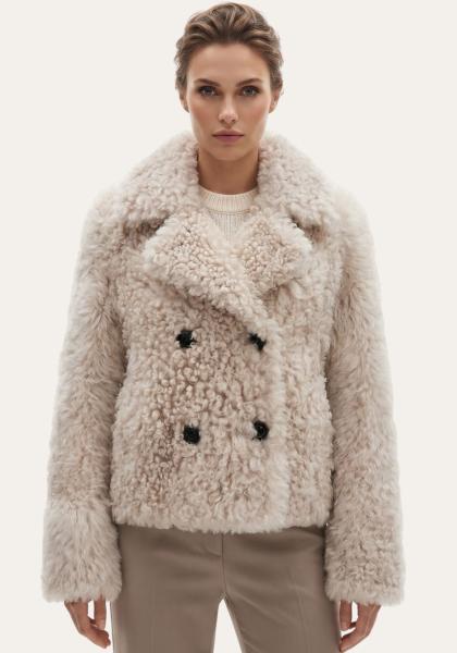Curly Lammfelljacke in Creme-Beige Modell 1043