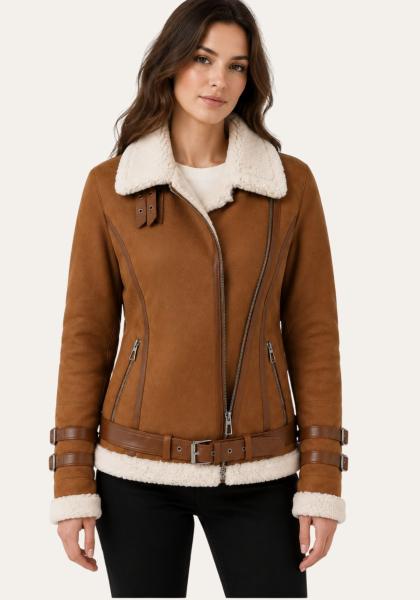 Lammfelljacke Melli Beese Cognac