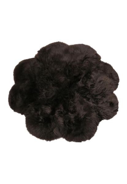 Sheepskin rug Flower with long pile Brown