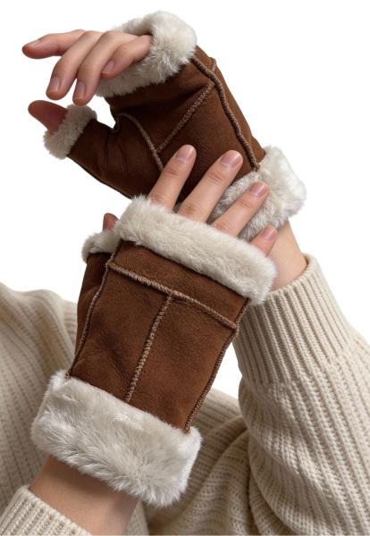 Fingerlose Handschuhe B-Ware Braun