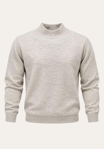 Lammwollpullover mit Stehkragen Beige Modell BALIKCI