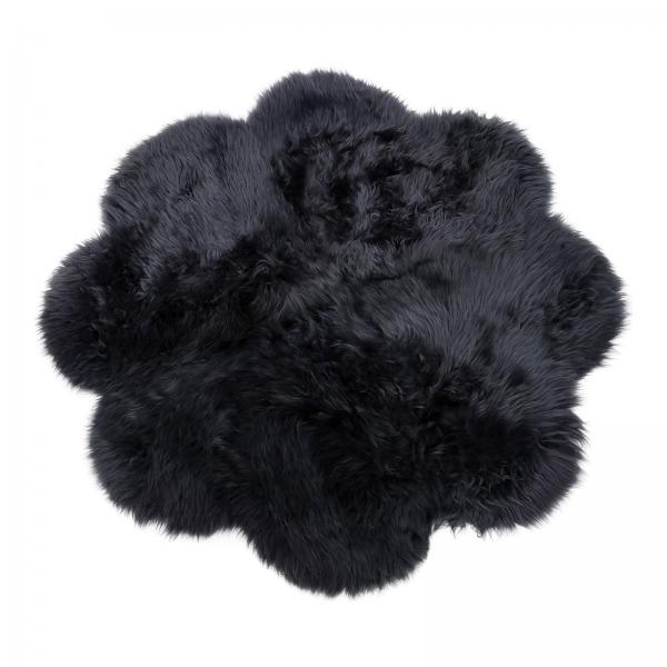 Sheepskin rug Flower with long pile Anthracite
