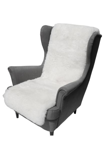 Narzuta na fotel ze skóry jagnięcej włosy krótkie 160 x 50 cm Biel