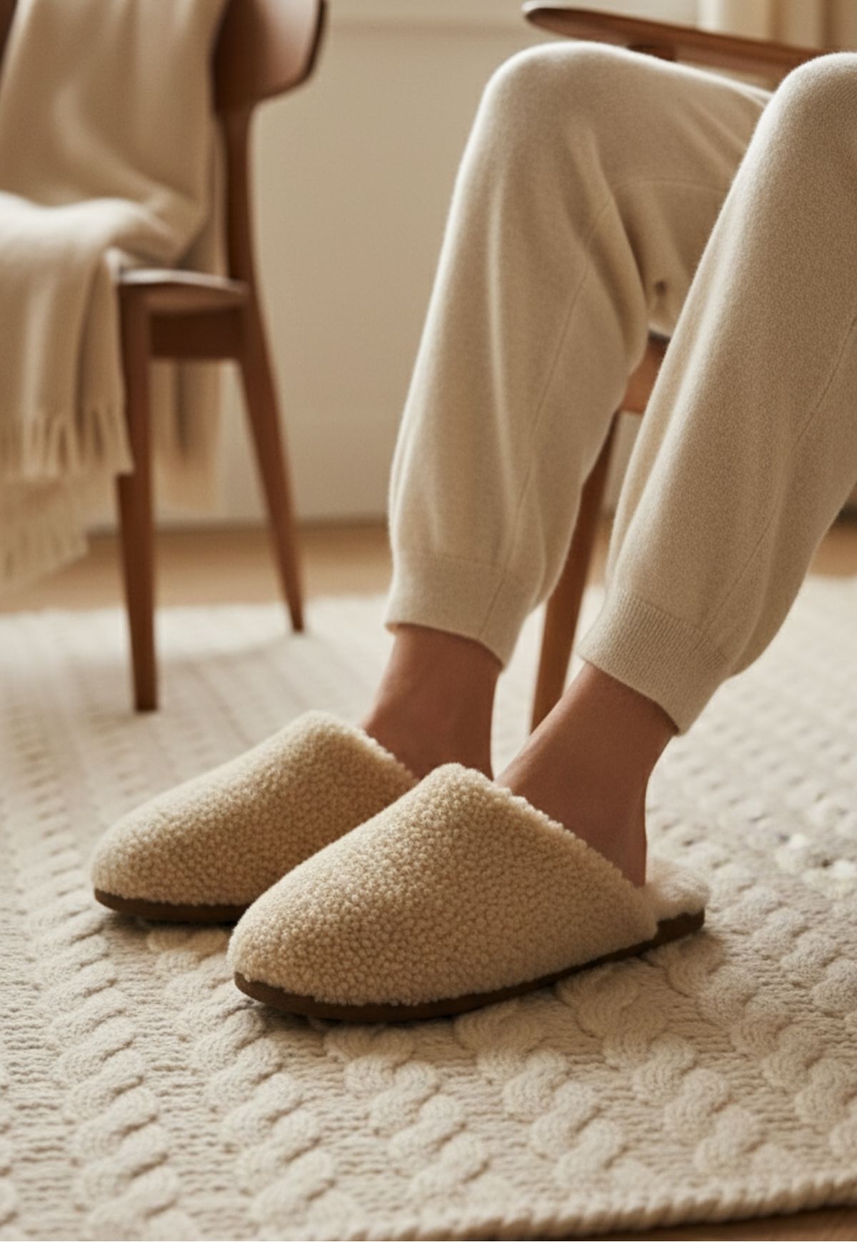 Curly Cosy Damen Lammfell-Hausschuhe – Natürliche Wärme & sanfte Leichtigkeit