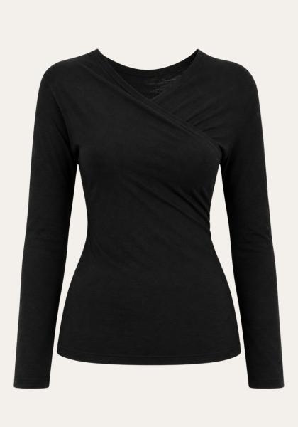 Langarmshirt aus Merinowolle Schwarz Modell JW038