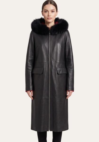 Shearling Lammfell Wendemantel - Zwei Looks in Schwarz und Rot