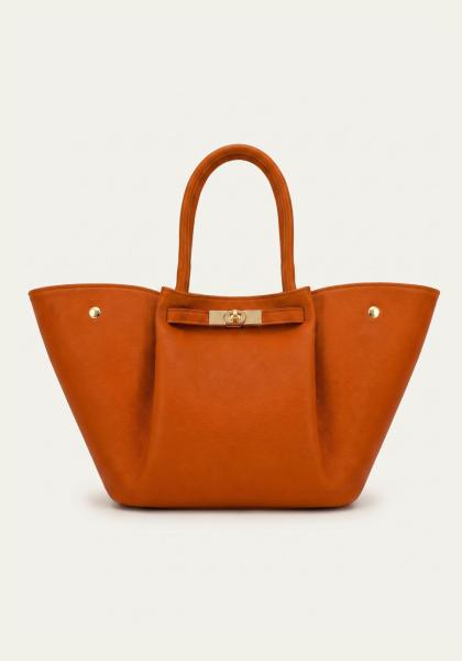 Premium Damenhandtasche aus Echtleder – Cognac Gold Edition