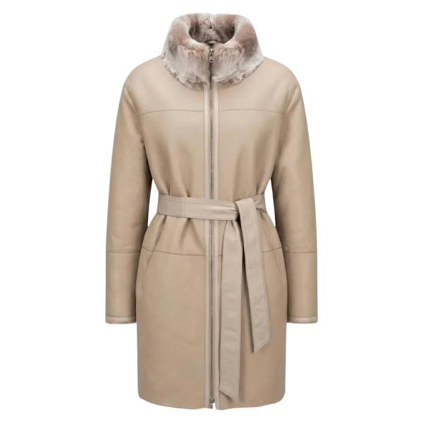 Wende-Lammfellmantel aus Shearling Taupe-Beige