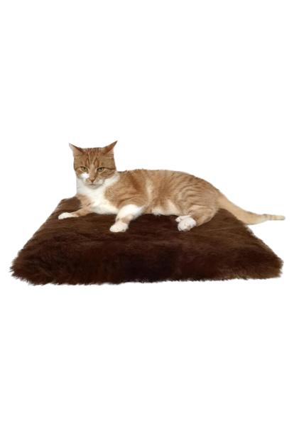 Lambskin Cat Cushion Brown