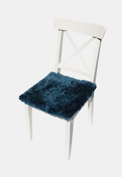Poduszka do siedzenia ze skóry jagnięcej 40 x 40 cm Błękit Pruski