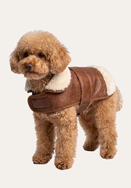 Lammfell Hundemantel mit Klettverschluss Modell 12