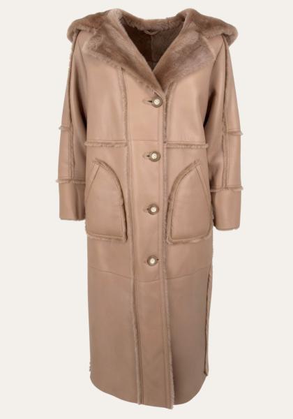 Shearling-Lammfellmantel Camille – Feminine Eleganz in Beige