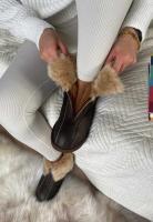 Preview: Lambskin Slippers - ALASKA DARK BROWN