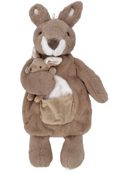 Kuschelfamilie „Känguru Pearl & Baby Pollie“ mit 0,8 L Wärmflasche & Kirschkernfüllung