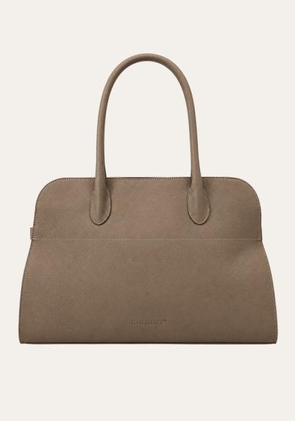 Lederhandtasche in Taupe - Elegante Schultertasche mit zeitlosem Design