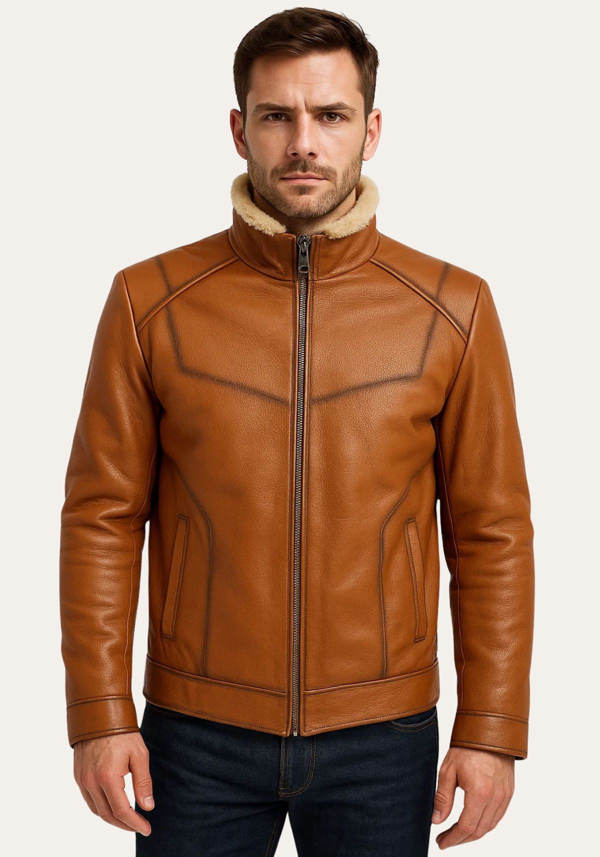 Jacke Adrian – Edles Lammleder & Weiches Shearling Lammfell
