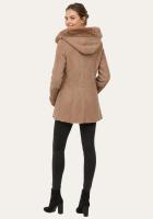 Vorschau: Lammfelljacke Beige mit Kapuze und Ledereinsätzen - natürlich warm & stilvoll