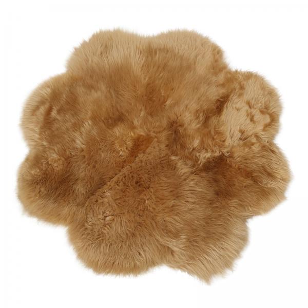 Sheepskin rug Flower with long pile Cappuccino
