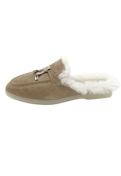Fiorana Damen Lammfell-Mules Sand – Handgefertigter Komfort in seiner schönsten Form