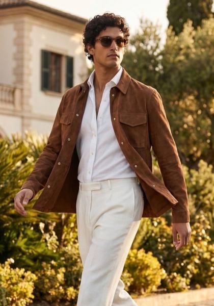 Lederjacke aus Veloursleder - Zeitlos in Cognac
