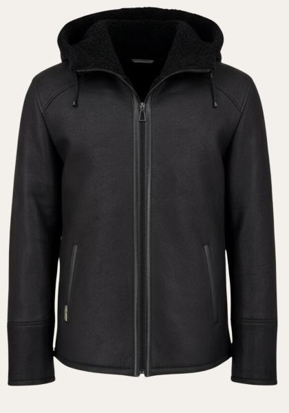 Jacke Levin Schwarz – Curly Lammfell im urban-lässigen Look