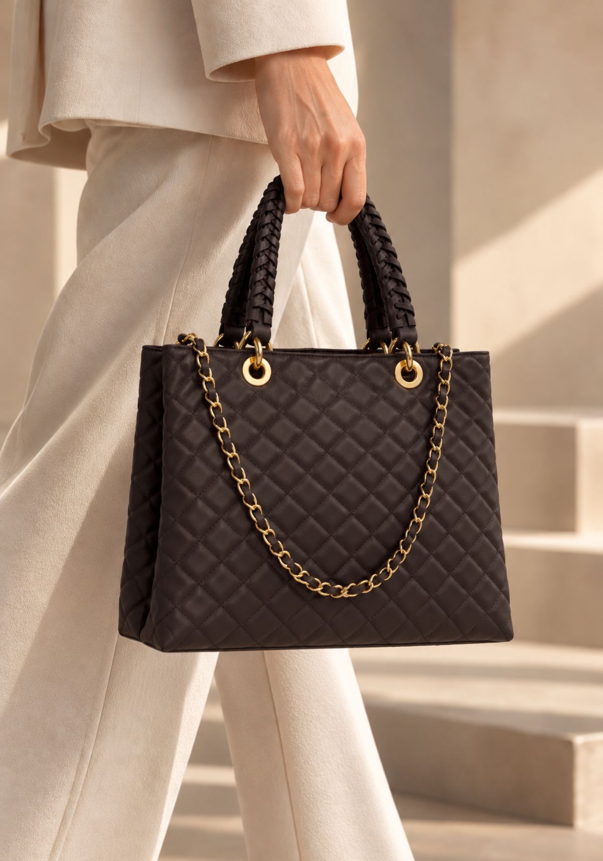 Steppledertasche Braun - Hergestellt in Italien