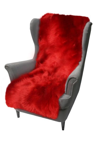 Narzuta na fotel ze skóry owczej 160 x 50 cm Czerwona