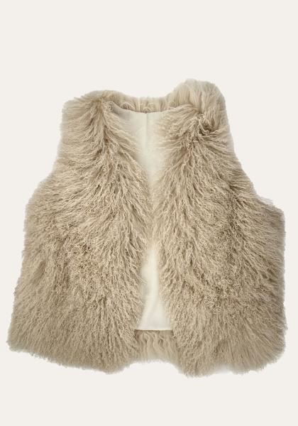 Lammfellweste Tibet Beige