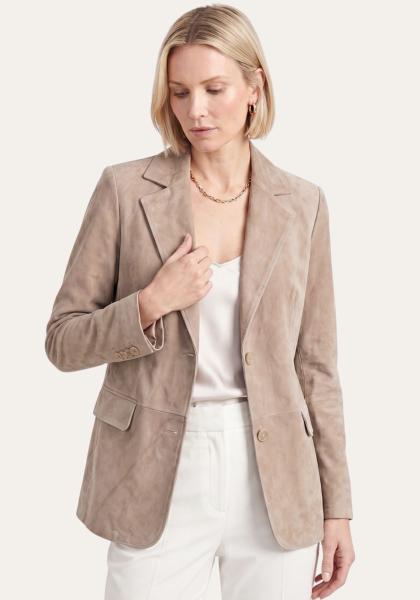 Lederjacke im Sakko Design Beige