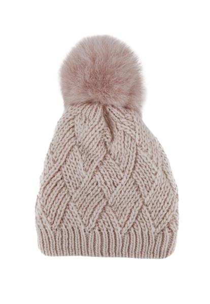 Wool Hat Fairy with Pelt Pompom Rosa