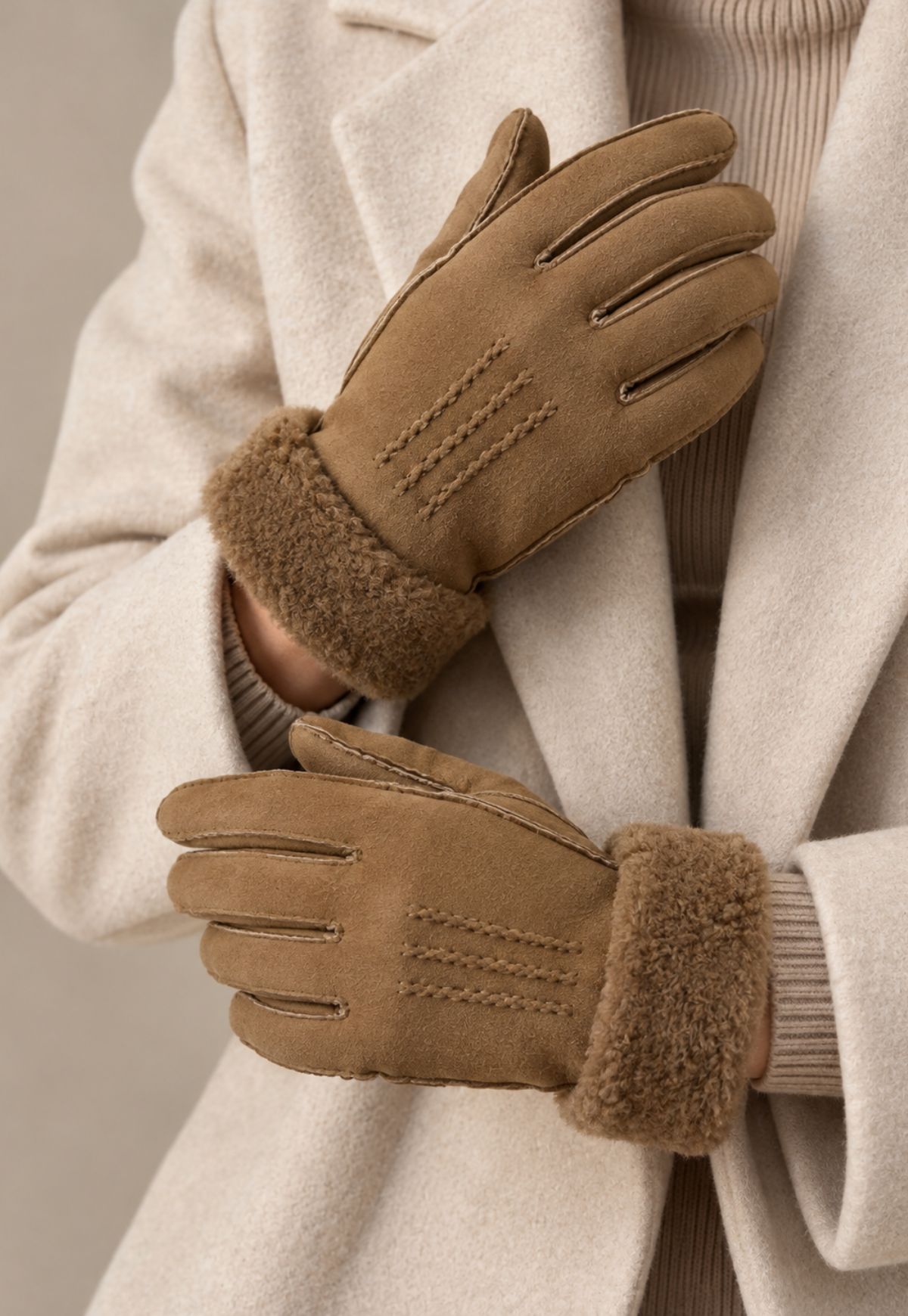 Damen Lammfell Fingerhandschuhe Modell J01